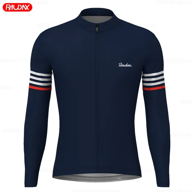 Raudax Herren-Radtrikot, Frühling und Herbst, atmungsaktiv, langärmelig, Herren-Radsportbekleidung, MTB, Straße, Anti-UV, Herren-Radsport-Shirt