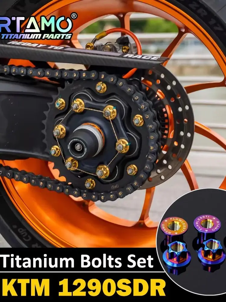 RTAMO Zestaw śrub tytanowych Gr5 do motocykla KTM 1290 Super Duke R, modyfikowane śruby, nakrętka osi tylnej, śruba rury. — 2