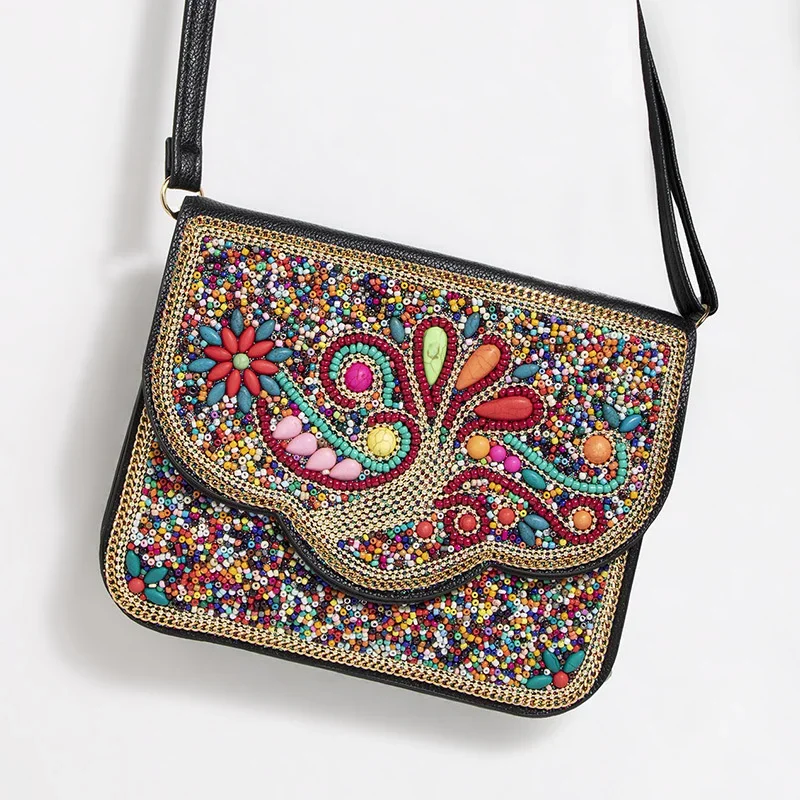 Persian Style Beading Purse Colorful Shell Flower Elephant Handmade Body Cross Bags Stone Coin Pouch Thailand Crafts Souvenir