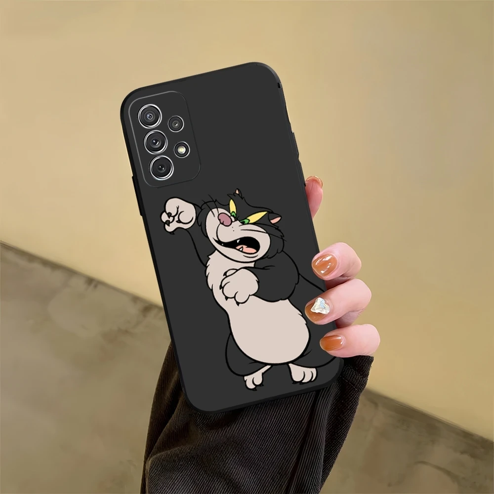 Cinderella Lucifer Cat Phone Case for Samsung Galaxy S23 S24 S20 S21 S22 Ultra Fe Plus M54 A34 A54 A24 A52 A53 Coque