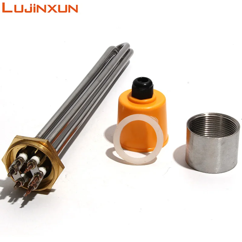 LUJINXUN DN40 47mm BSP Thread Heater Element 220V/380V for Water Tank 3KW/4.5KW/6KW/9KW/12KW TEN 201SS Tube Copper Thread 1pc