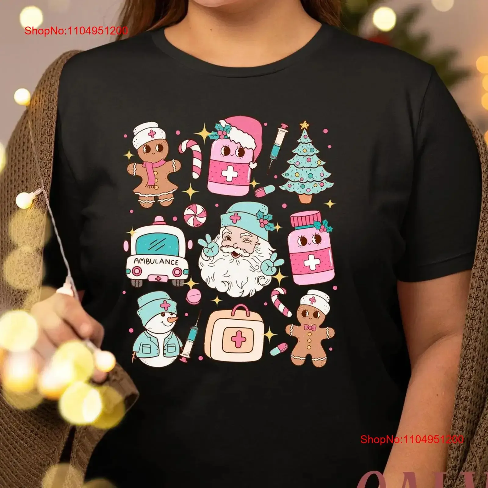 Navidad Personal saludable SweaT camiseta enfermera Doctor estudiante Santa pan de jengibre ambulancia medicina vintage lavado cómodo