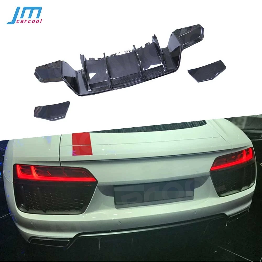 

Carbon Fiber Car Rear Bumper Diffuser Spoiler Splitter for Audi R8 V8 V10 2017 2018 2019 2020 FRP Guard Protector Accessories