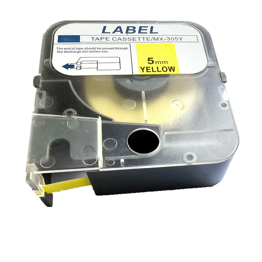 تسمية PapeLM-MX305Y/305 واط 5 مللي متر x 8 متر ملصق أصفر ل ماكس LM-380E LM-390 PT-1010 الآلة الكاتبة انخفاض سعر تعزيز الشريط التسمية كاسيت
