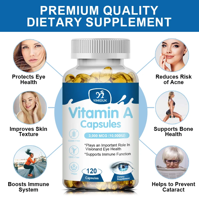 Eye Vitamins Vitamin A Capsules 10,000 IU Supports Healthy Skin & Eyes, Antioxidant Activity & Immune System Function