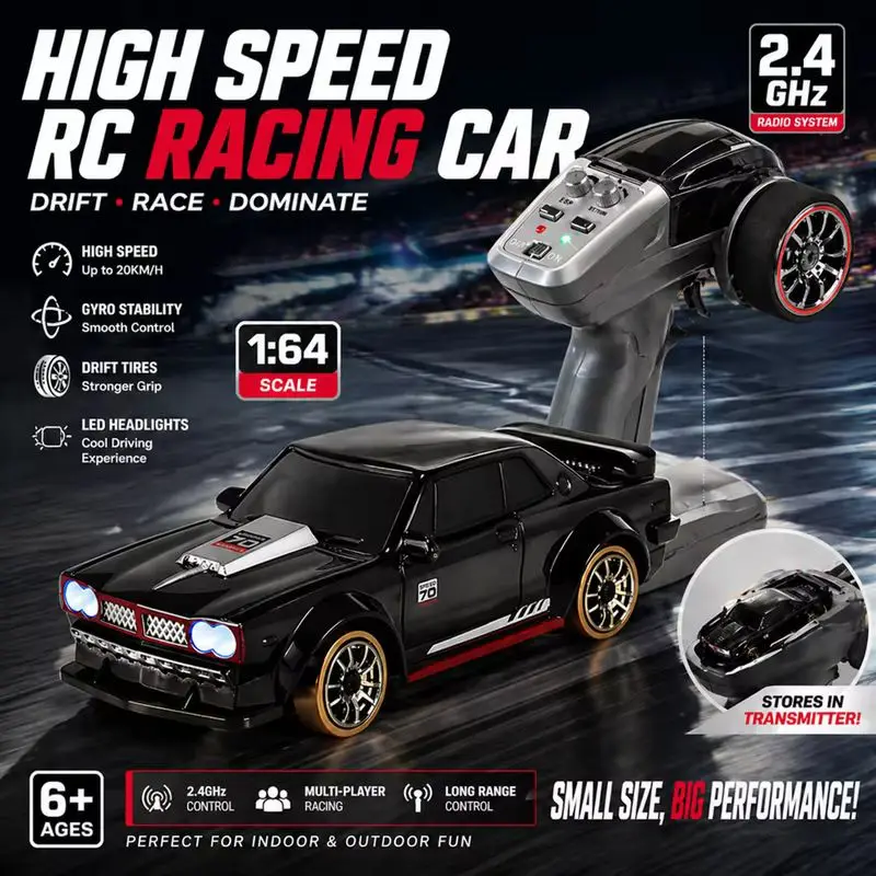 1/64 New Magnetic Charging Mini Remote Control Car Drift Desktop Series Pocket Car Mini Car Boy Toy
