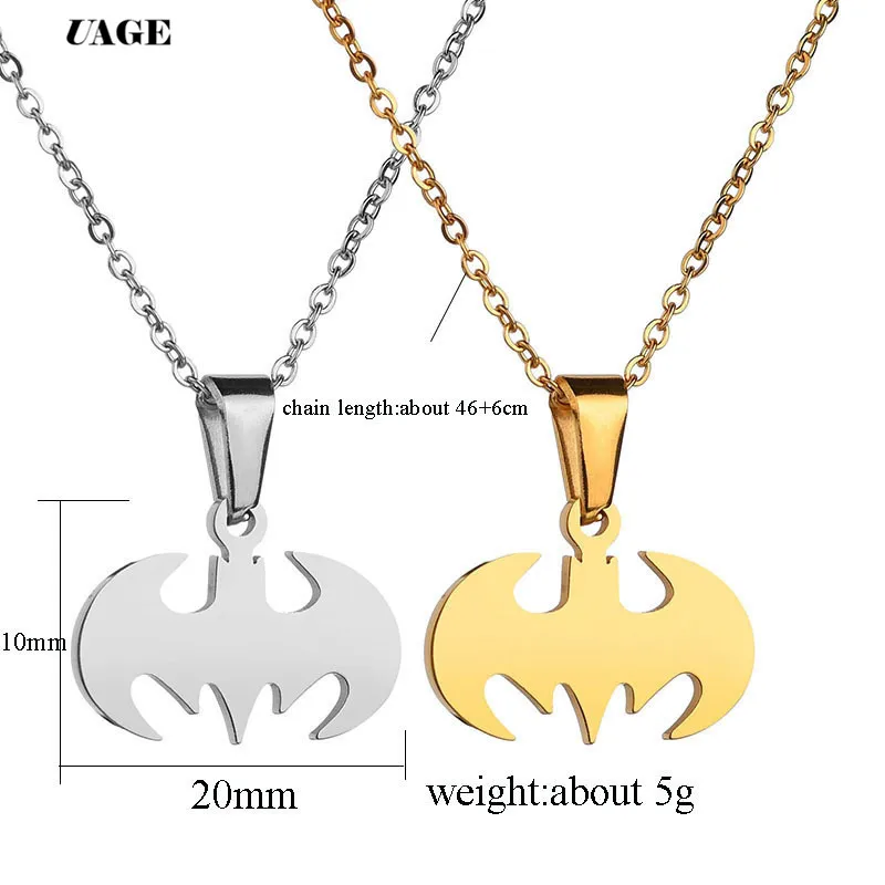 UAGE Stainless Steel Lovely Bat Necklace For Boy Stainless Steel Super Hero  Necklace Pendant Jewelry Gift For Kids