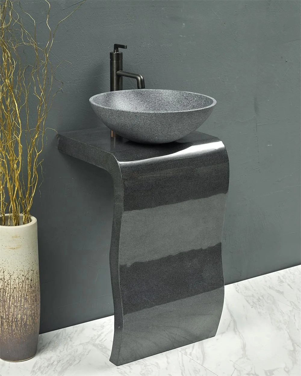 

S*& Unique Granite Decorative Pedestal Sink Free Standing Sink