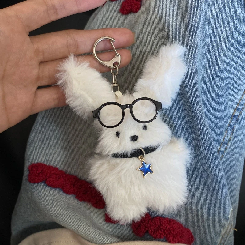 1PC Cute Plush Pilot Rabbit Doll Key Chains Ring Woman Keychain Bag Charms Toy Car Keyring Party Gift Trinket Gifts for Friends