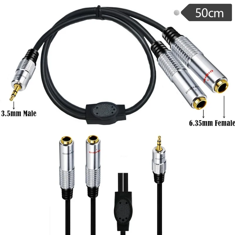 

Audio Adapter Cable 3.5 Male To 2 6.35 Female Converter Heads One Point Two 6.5 Female Microphone Microphone Cable