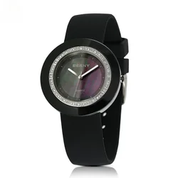 BERNY Women's Watch Quartz Watch for Women Luxury Elegant Zircon Set Ceramics Lightweight Fashion Ladies Wristwatch