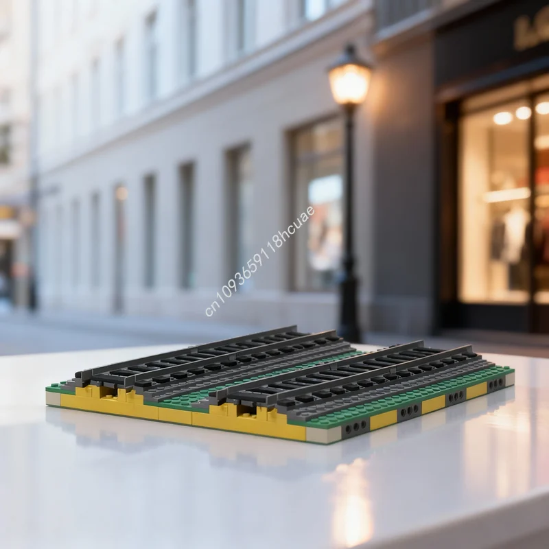 

334 детали MOC MILS: Двойная прямая железная дорога, модель города, строительные блоки, архитектурная игрушка, рождественский подарок, развивающий конструктор для детей