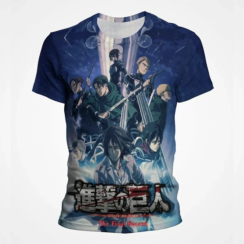 New Giant Attack on Titan 3D Printed T-shirt Men's O-neck Fashion Anime T-shirt Extra Large Women's Street Clothing Cool Top