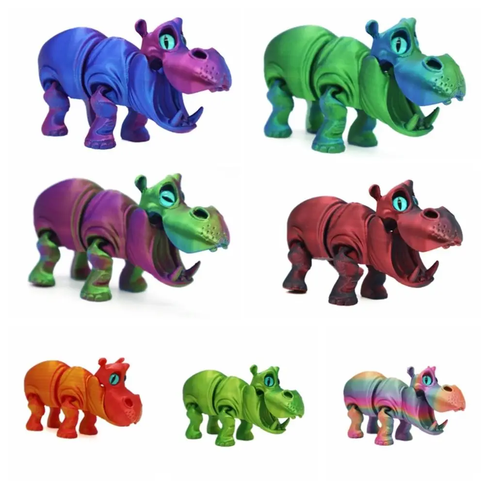 PLA Nilpferd-Bastelornamente, sensorisches Spielzeug, realistische Tiere, 3D-gedruckte Nilpferd-Figuren, Mini-Bastelarbeiten