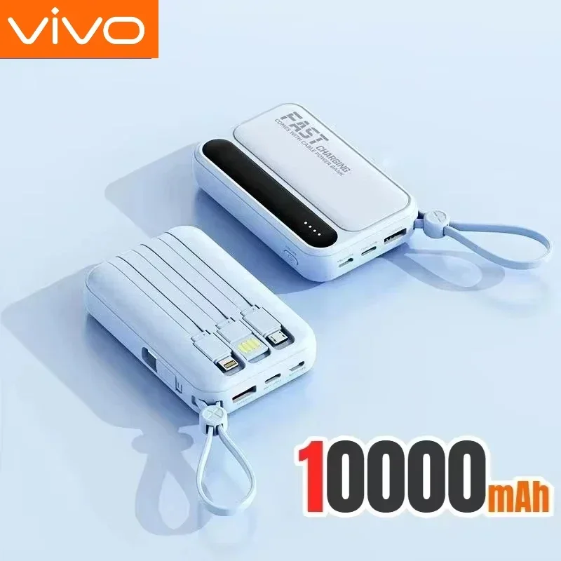 VIVO 500000mAh Powerbank Ingebouwde 4-aderige kabel Grote capaciteit Supersnel opladen Draagbare externe batterij voor alle telefoons 2026 NIEUW