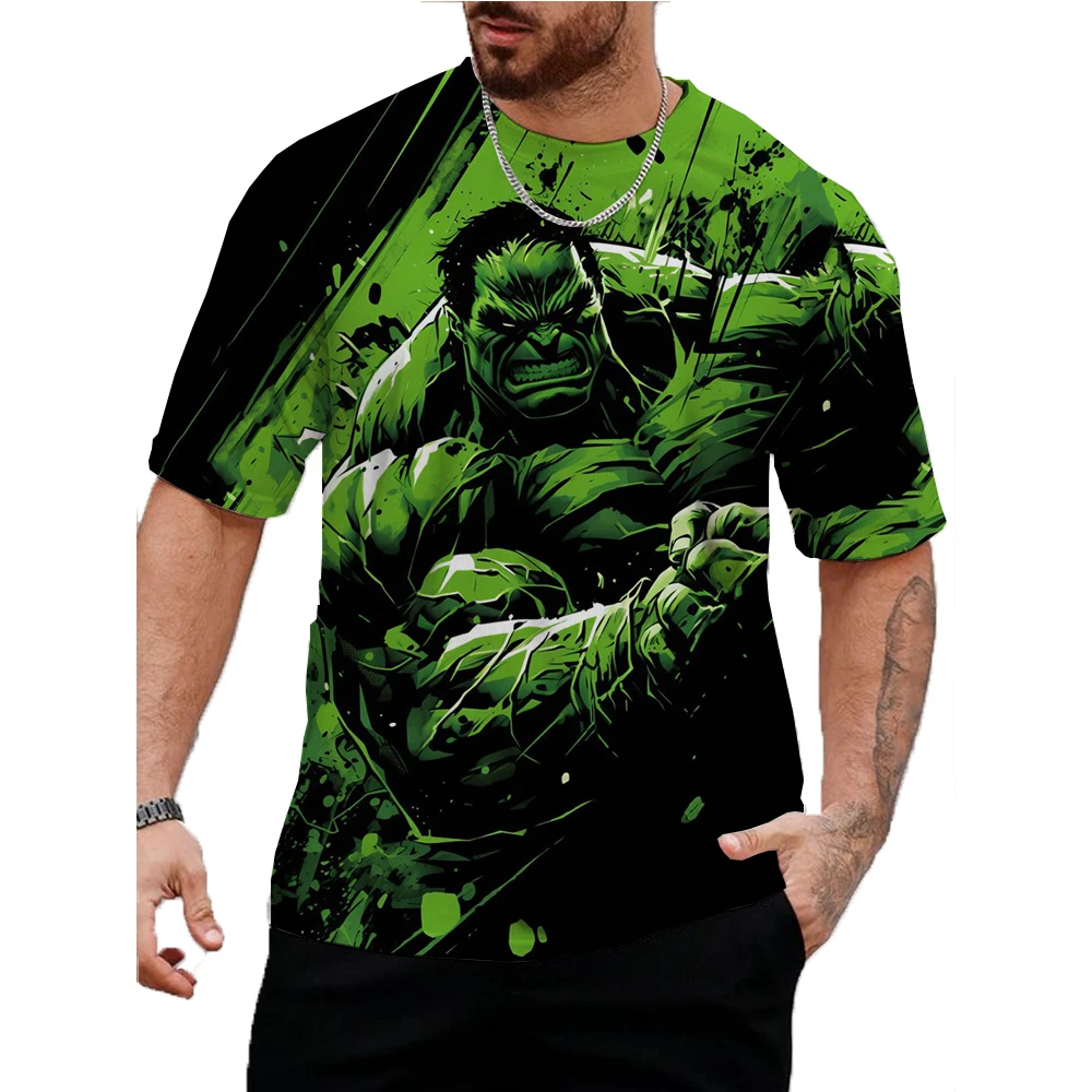 Marvel Hulk print T-Shirt Men Summer O-Neck Pullovers Big Size Short Sleeve Shirt Fashion Tees Oversized Male Clothing Luxury