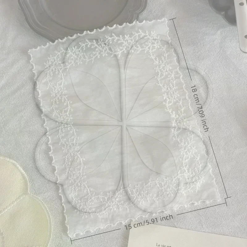 Flower Lace Placemats Non-Slip Soft Lightweight French Square Cloth Mats for Housewarming Gift Table Decor