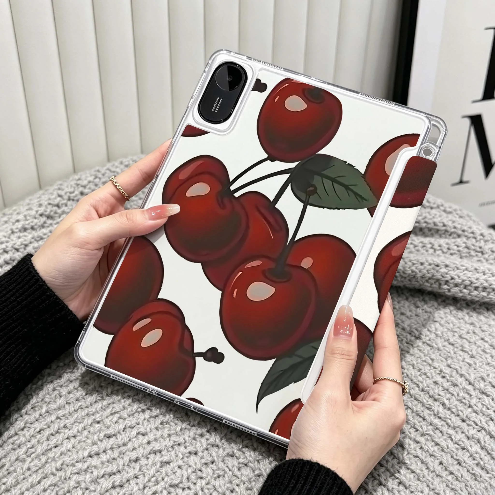 Fresh Fruit Pattern Art For Xiaomi Redmi Poco Pad 5 6 7 8 Pro SE 11 11.2 12.1 Inch Transparent Y-Shaped Folding Tablet Case