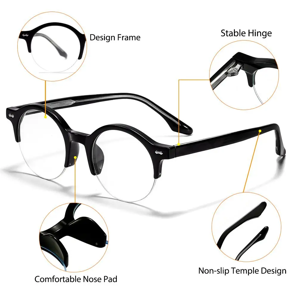 CATERSIDE Unisex Anti-Blaulicht-Brille Tr-90 Halbrahmen-Brillengestell Business Freizeit Computer Blaulicht-Schutzbrille – Detail 7