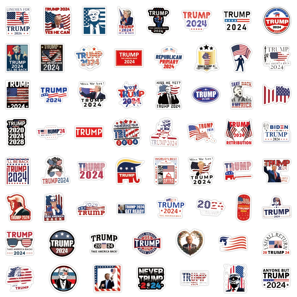 10/30/50/100pcs 2024 Funny Donald Trump Stickers Cartoon Graffiti Decals for Snowboard Laptop Luggage Waterproof Sticker Packs