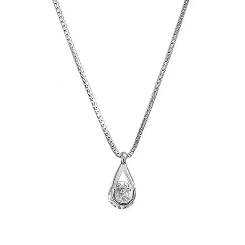 

Korean Fashion Water Drop Zircon Necklace For Women Jewelry 2025 Trending New Luxury Silver Color Crystal Necklaces Colar Kolye