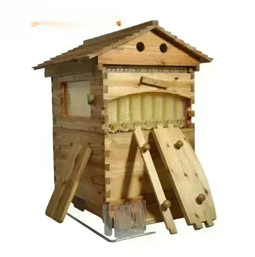 Boiled Wax Fir Beehives Wood Automatic Self-Flowing Honey Bee Hive & 7 Auto Frames Apiculture Beekeeping Equipment Tool Beehive