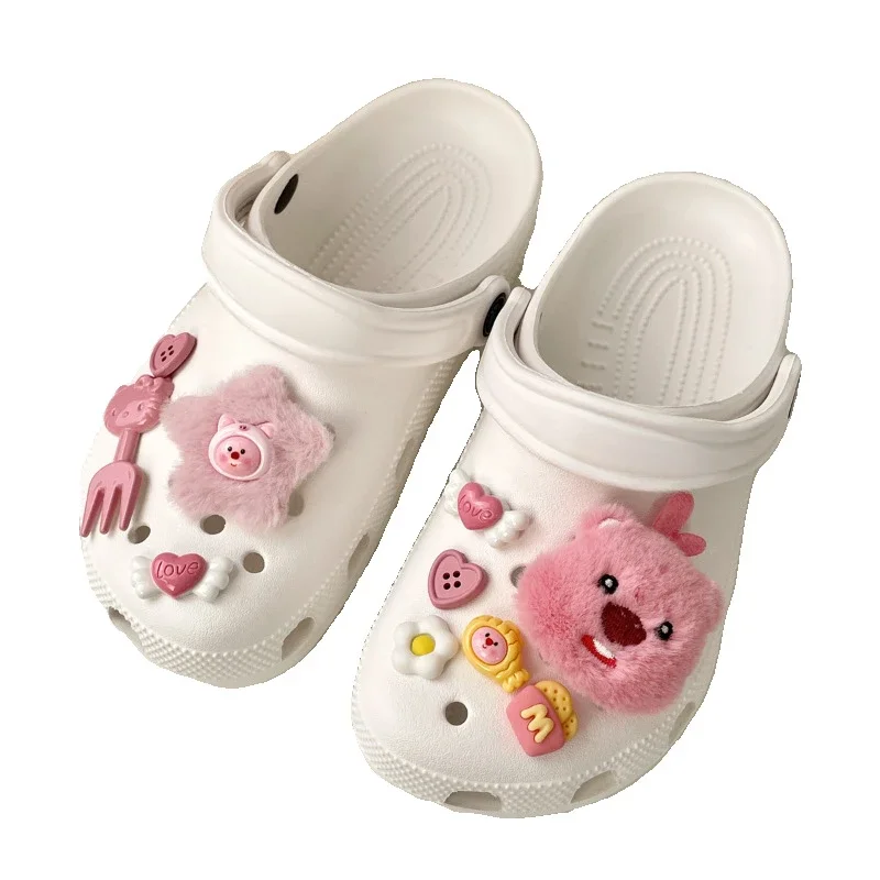 تنوعا ليتل فوكس هول زينة الأحذية للنساء القلب DIY مجسمة الإبداعية أفخم دمية الحلو القلب حذاء الزهور ديكور #4