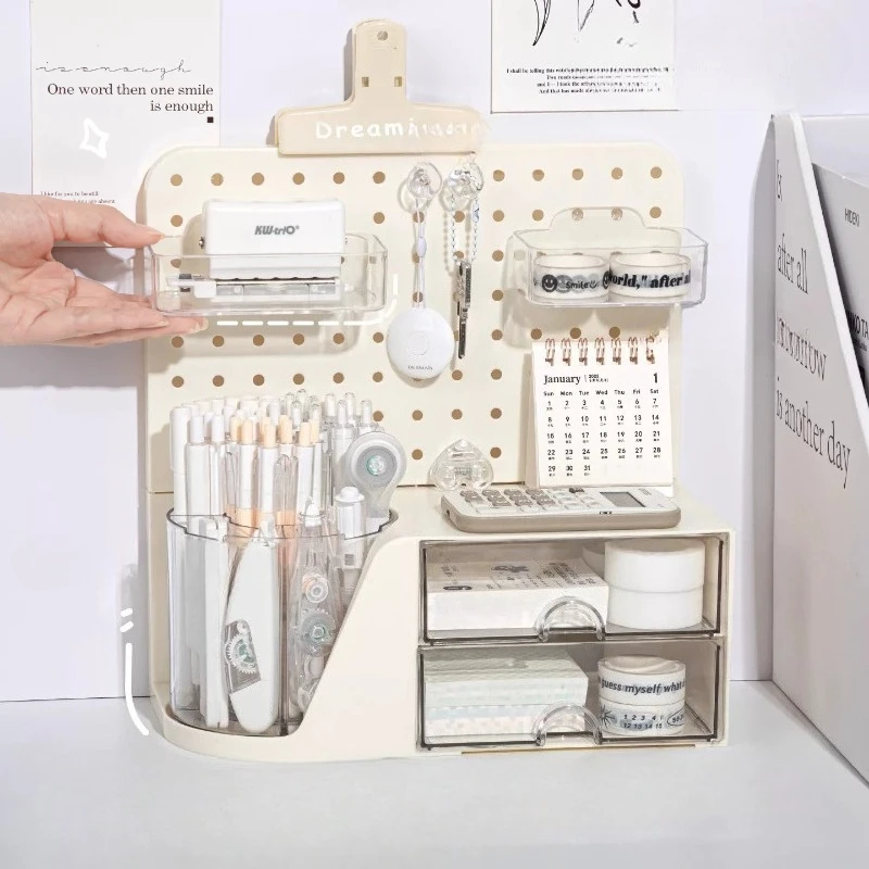 Room Stuff Drawers Desk Storage Pegboard Cute Stationery Post It Holder Office Storage Gadgets Plastic Repisa Home Accessories