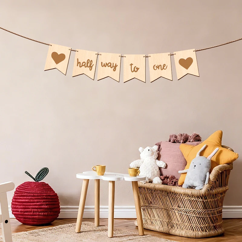 YOMDID, 1 unidad, pancarta de madera de medio camino a uno, pancarta de medio cumpleaños, es mi decoración de 1/2 cumpleaños, accesorios de decoración de medio cumpleaños