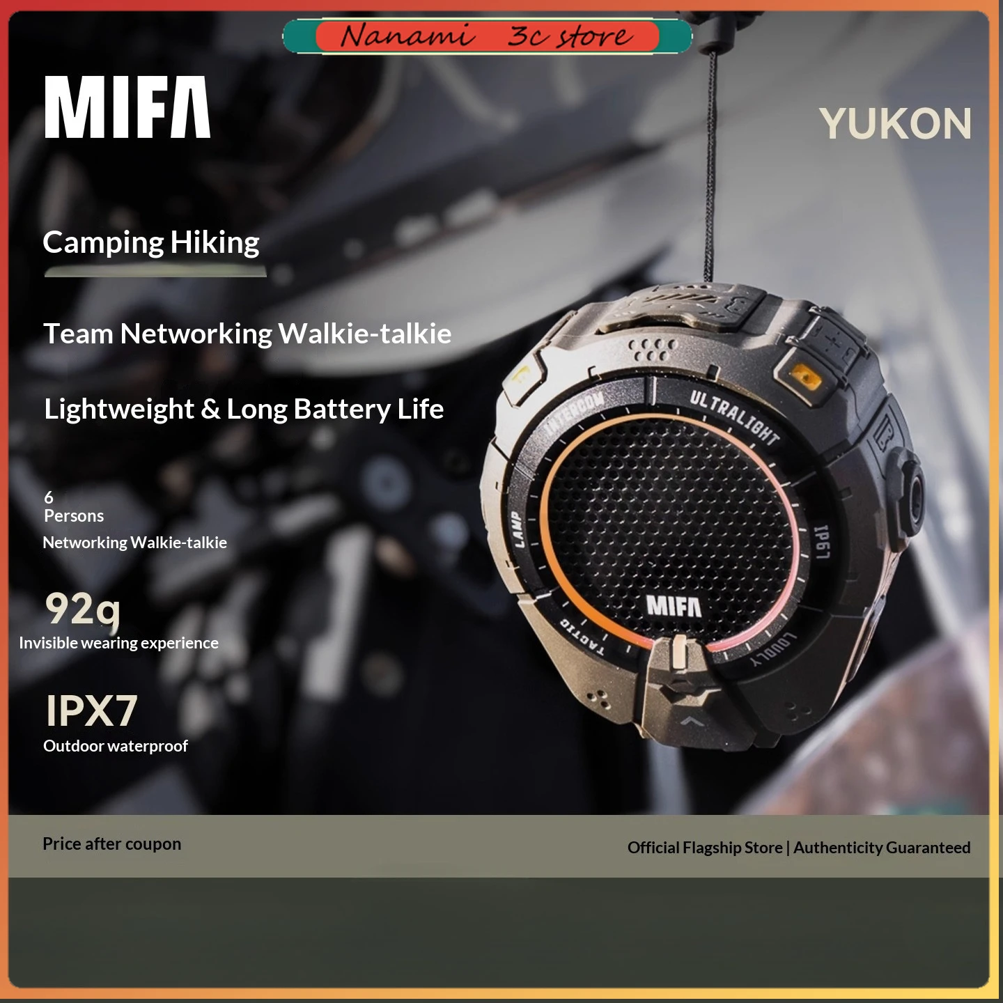 

MIFA Audio Pocket Outdoor Walkie-talkie Cold and Heat Resistant Illuminable Bluetooth Speaker for Hiking Cycling Camping Sports