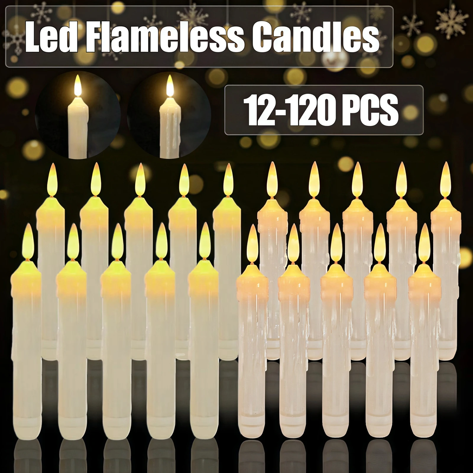 

12-120Pcs 16cm Led Flameless Candles Battery Operated Candles Electric Pillar Fake Candles For Wedding Christmas Home Decoration