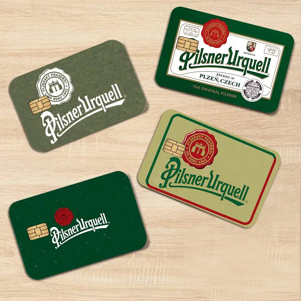 Pilsner Urquell Beer Logo Anime Front Cover Film Sticker Skin for Credit Debit Card Small Large Chip