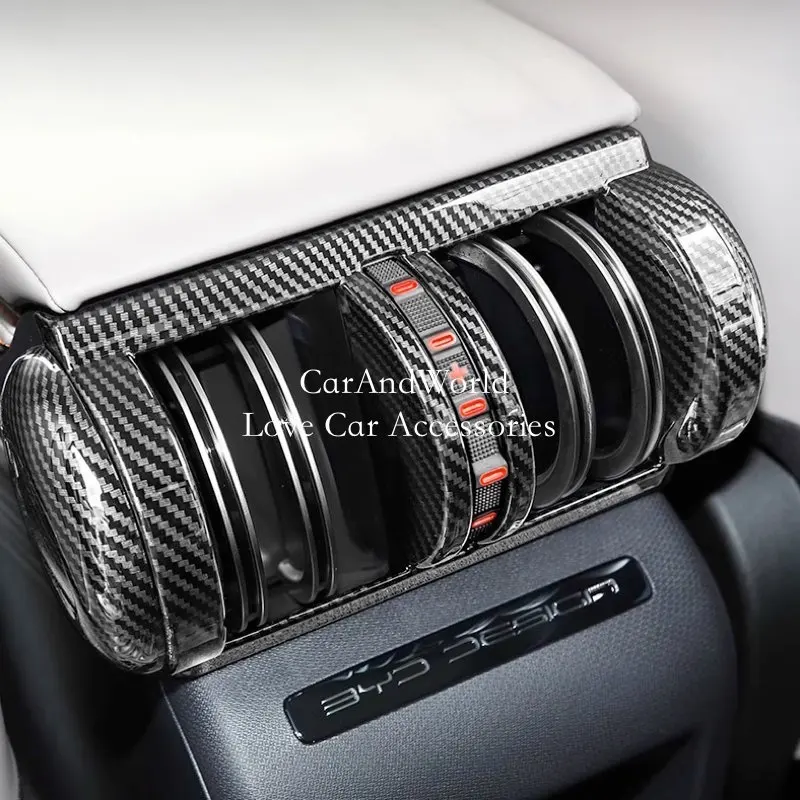 

ABS Carbon Rear Row Air Conditioning Outlet Vent Frame Cover Trims Car Interior Accessories For BYD Atto 3 2020-2023 2024