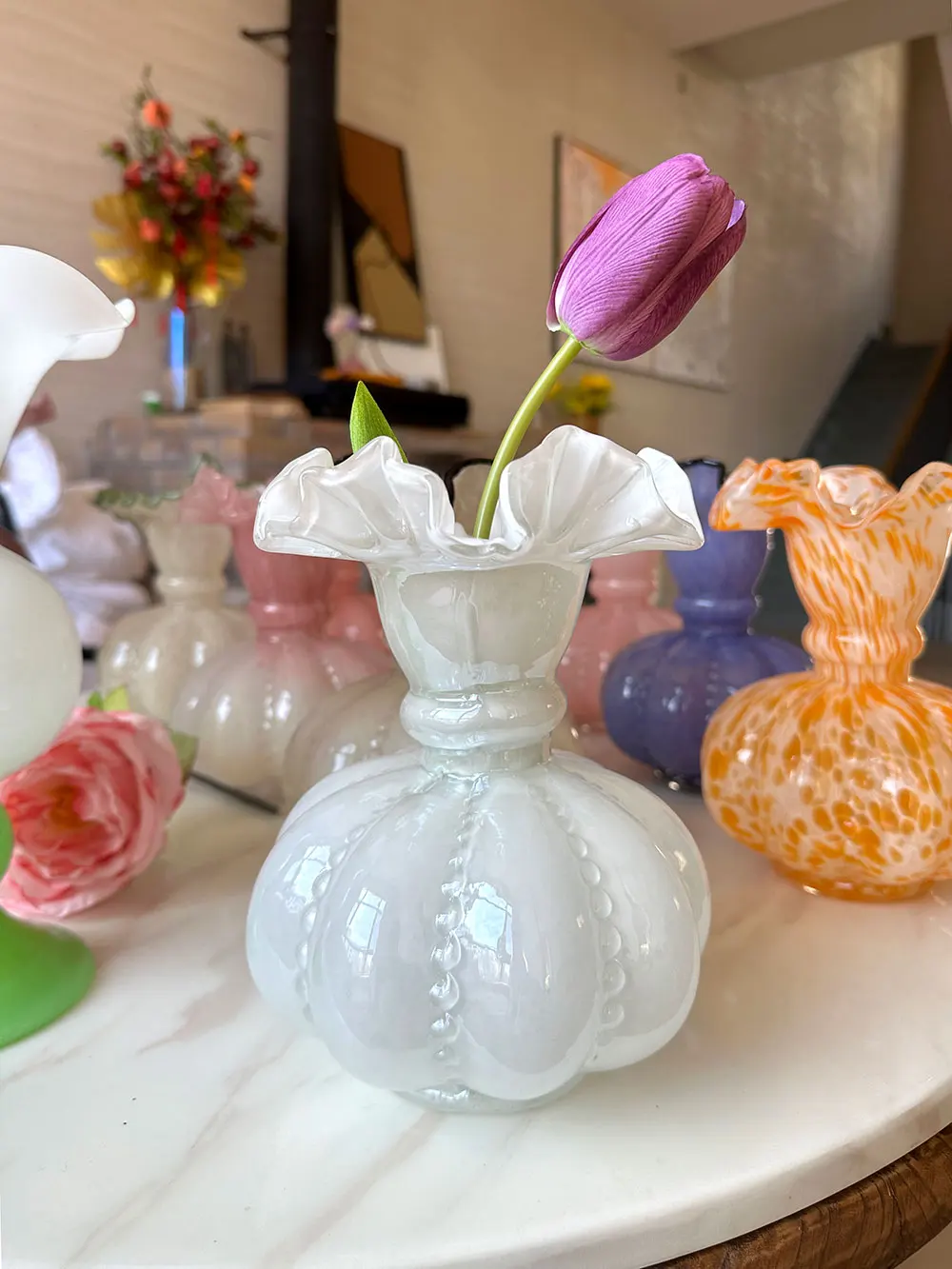 

6 Colors Glass Flower Vase Table Hydroponic Vase Crafts Living Room Dining table Home Decoration Centerpiece Rose Arrangement