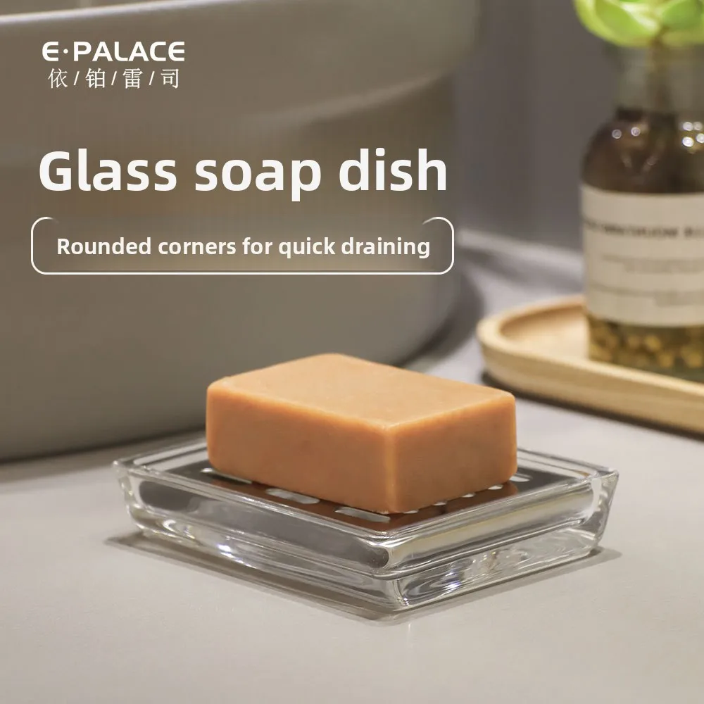 

Modern Minimalist Light Luxury Glass Soap Dish, Double Layer Drain Soap Box, Bathroom Countertop Soap Holder