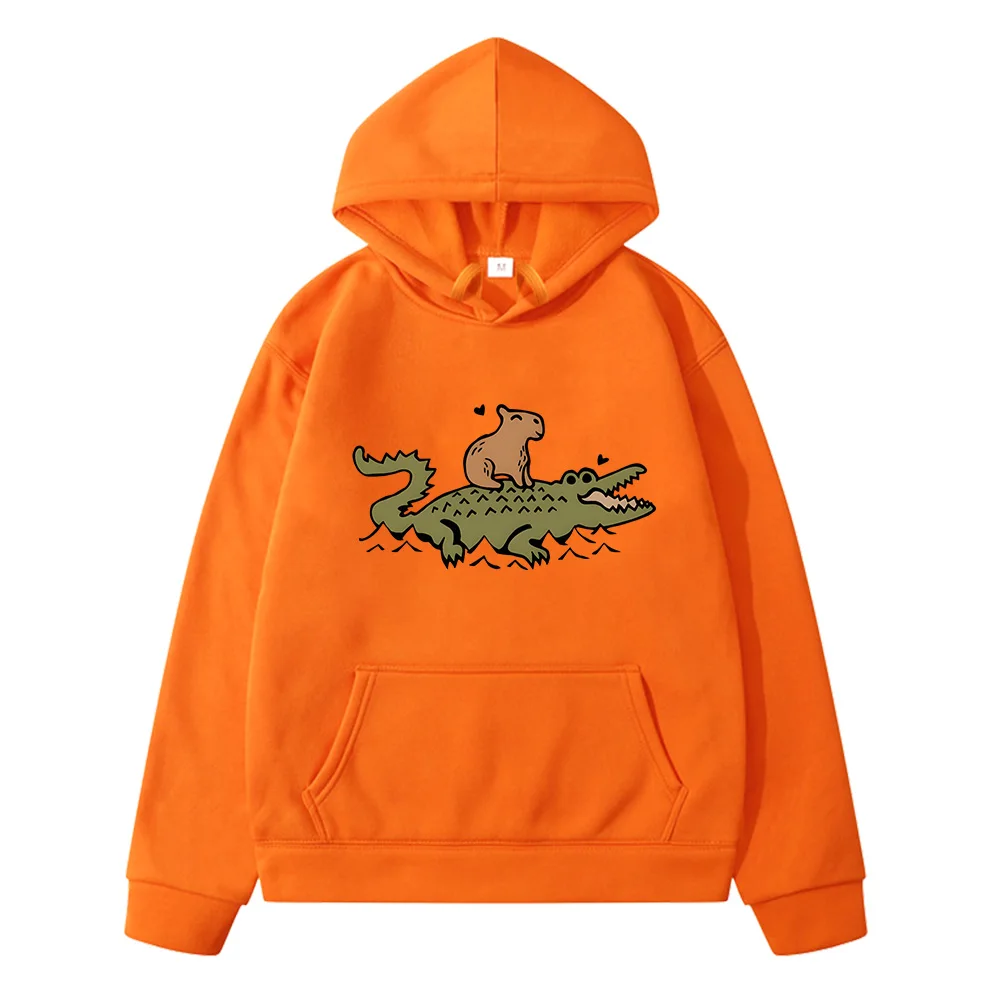 Capybara and Crocodiles Manga Print Hoodies Boys and Girls Sweatshirts Streetwear Long Sleeve Casual Children Cute Hoody Tops