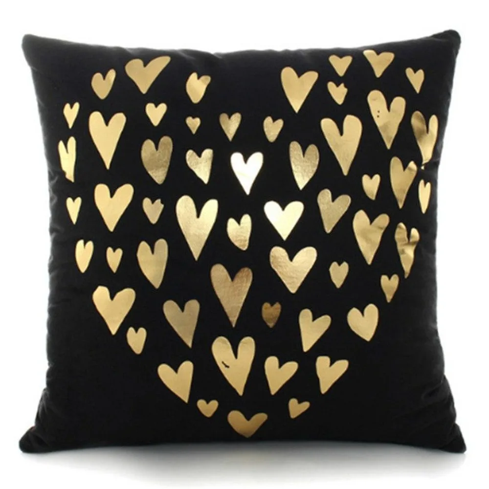 CIFBUY Bronzing Gold Printed Black White Cushion Cover Decorative Throw Pillow Case for Sofa Living Room Home Textile Decor