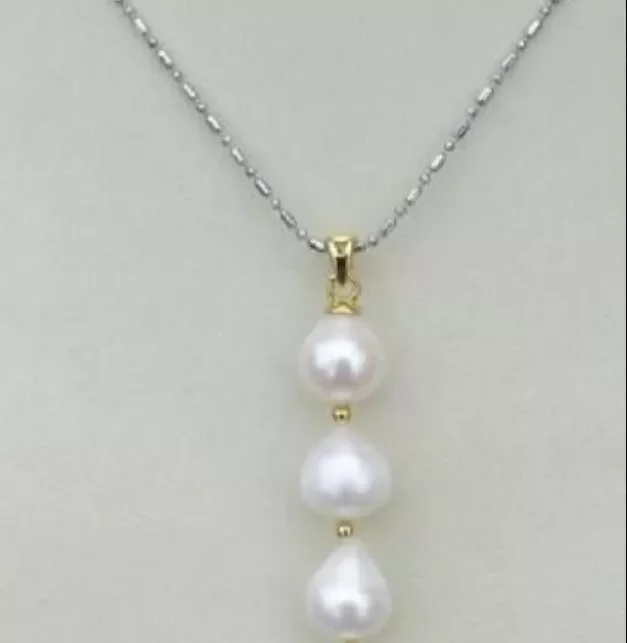 New hot 10-11mm baroque south sea natural White pearl 14] pendant necklace 18