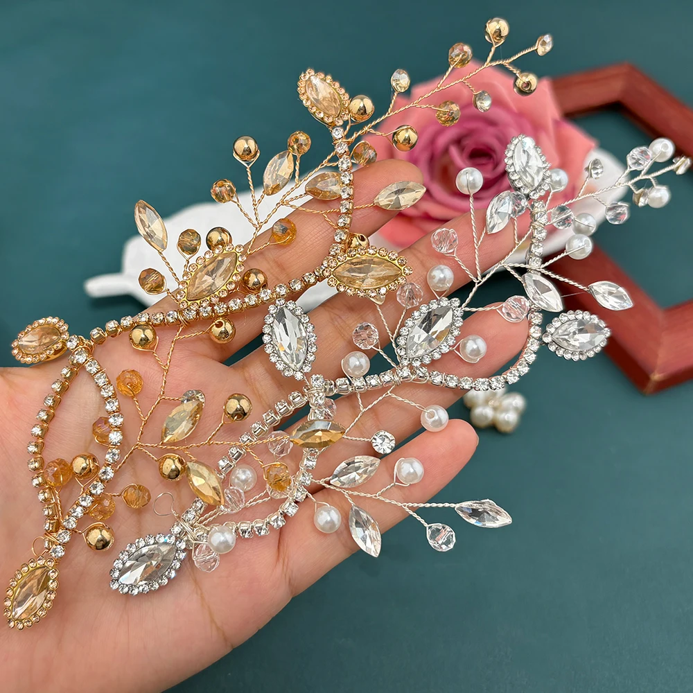 A482手作りの結婚式のヘッドバンド,ラインストーン,高級ヘアアクセサリー,クリスタルのヘッドピース,日焼け止め