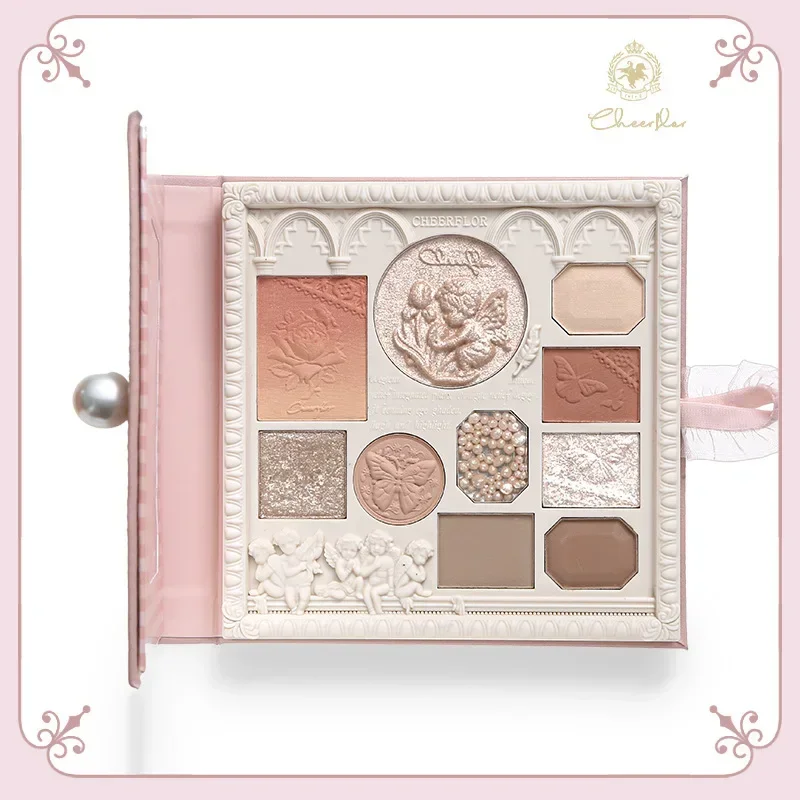 Colourrose Angel Embossed Eyeshadow Palette Highlight Blush Palette Matte Pearl Waterproof Korean Makeup Rare Beauty Cosmetic