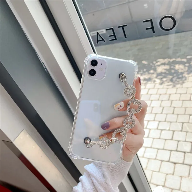 for Goolgle Pixel 7 6 Pro 5 5A 6A 7A 8A 9A Pixel 9 8 4A 4 4XL 3A 3 XL Rhinestone Chain Shockproof Phone Case Funda