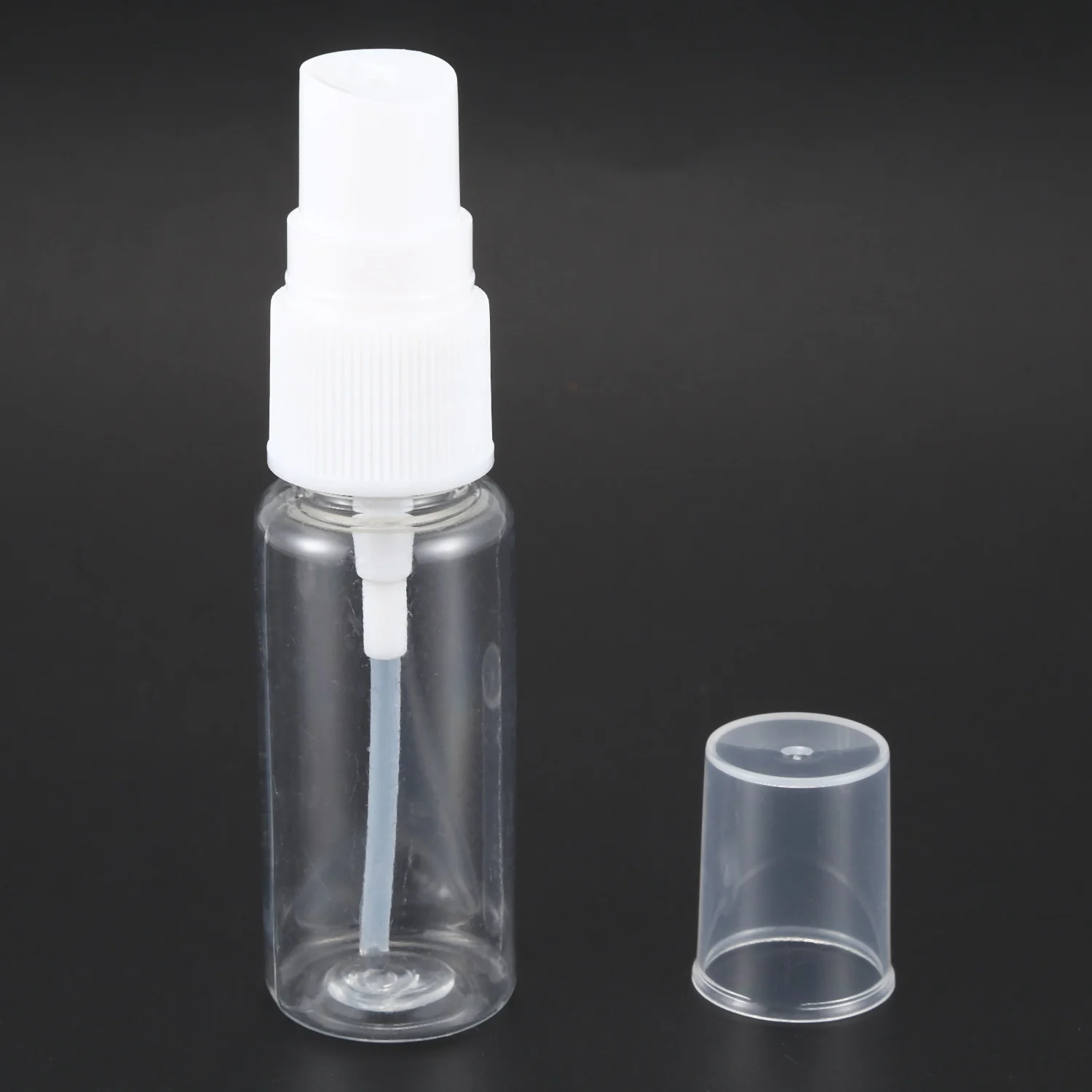 Botellas Vacías de plástico transparente con pulverizador de niebla fina con paño de limpieza de microfibra, contenedor recargable de 20ml, perfecto para 50 paquetes