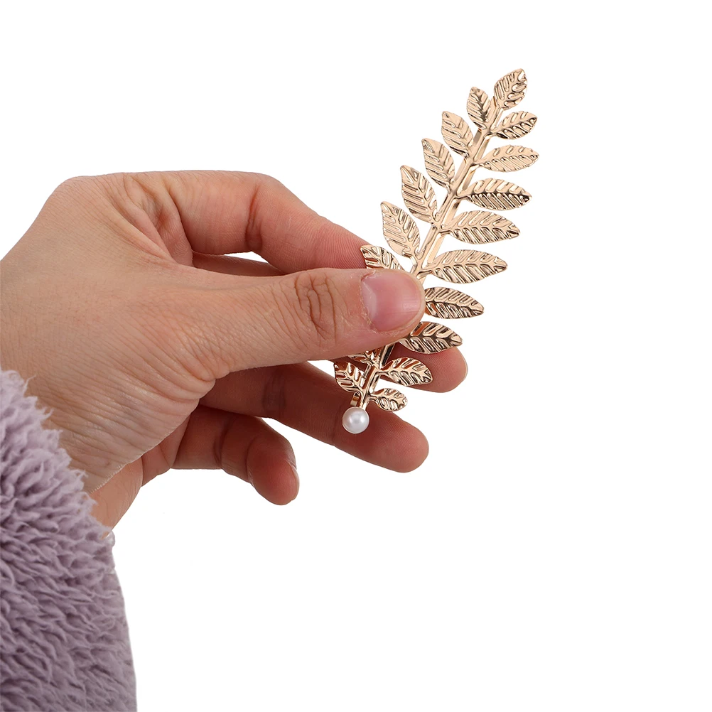 

4pcs Hair Clips Golden Leaf Design Elegant Wedding Hairpins with Pearls Durable Iron Barrettes for Women Girls Bridesmaid