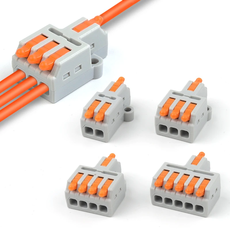 

2/3/4/5 Ports Lever Push-in Electrical Wire Connector Terminal Block Universal Fast Wiring Cable Connectors Cable Connection