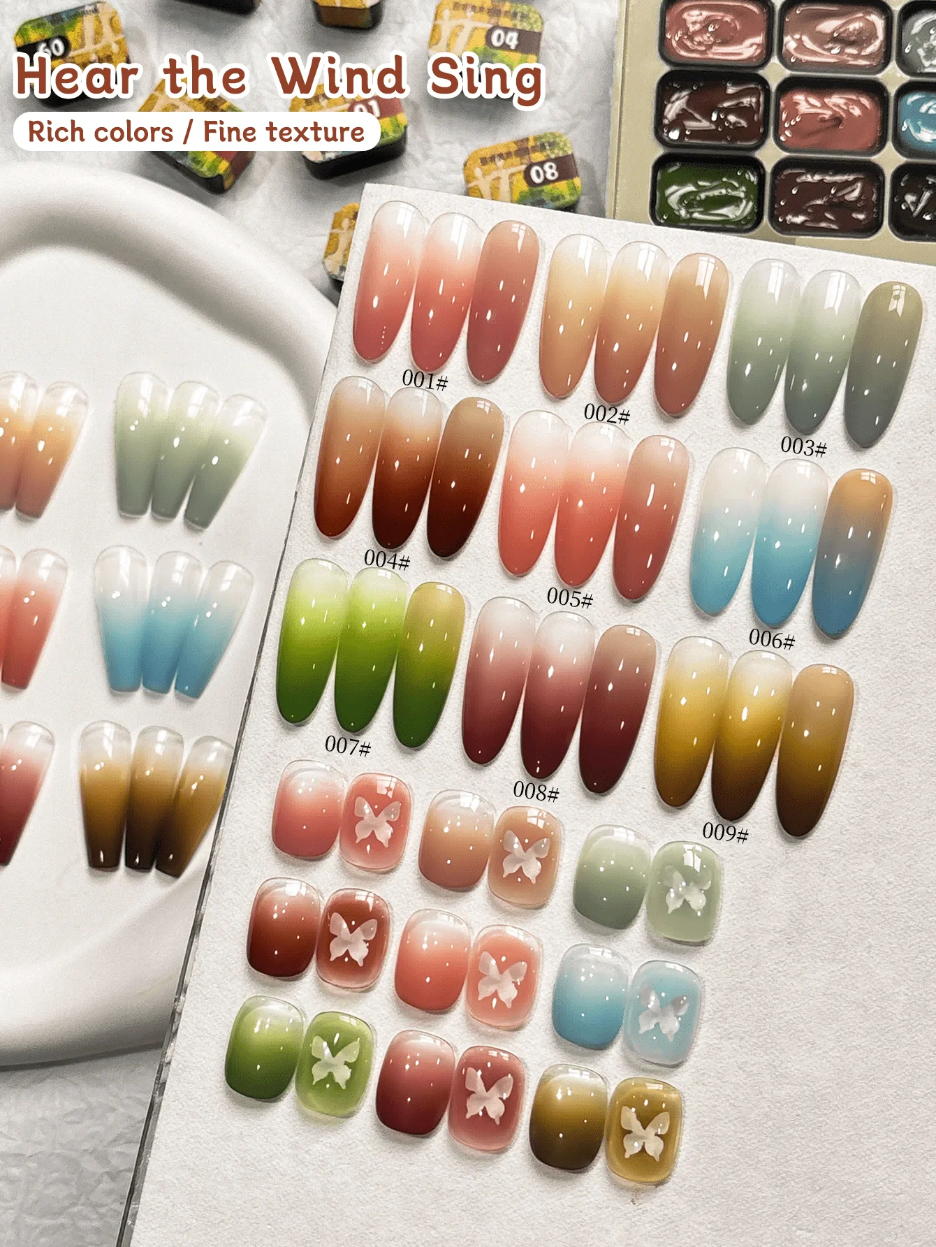 MORDDA 9 Uds escuchar el viento cantar acariciando pegamento difuminado enlatado alta saturación Popular esmalte de uñas semisólido pegamento salón de uñas
