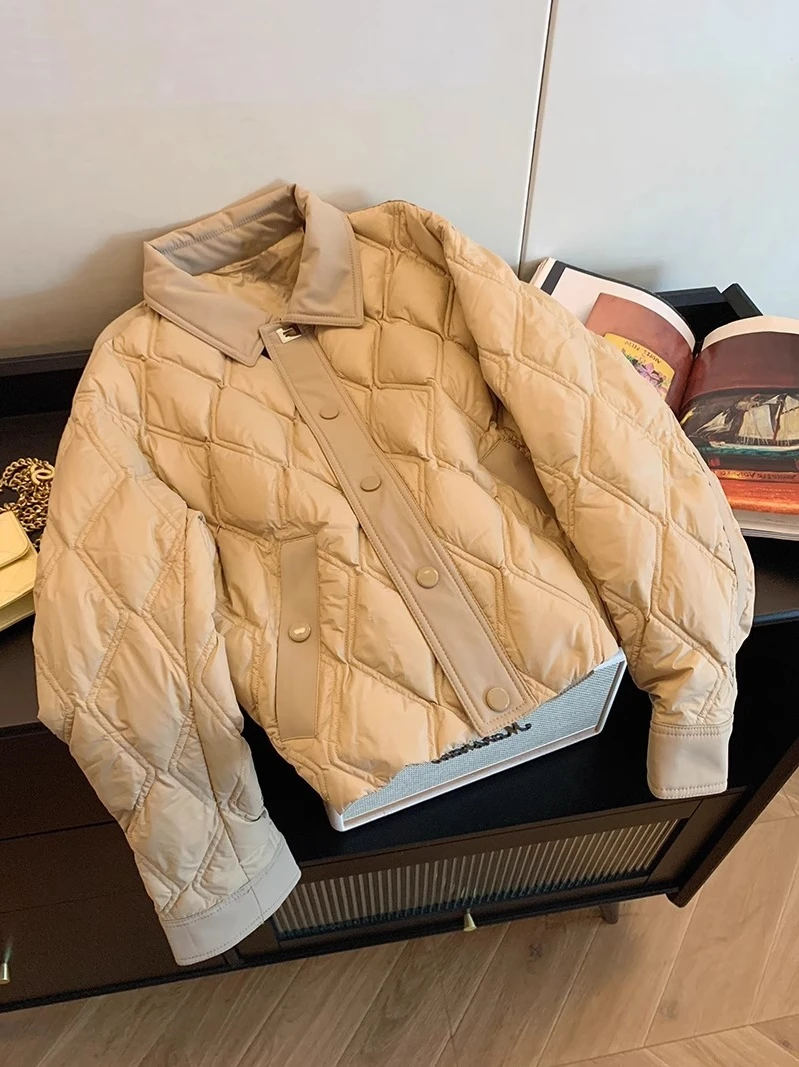 Rétro Sli Simple tout-Match diamant motif col coton Jaet hommes femmes décontracté léger chaud coton vêtements