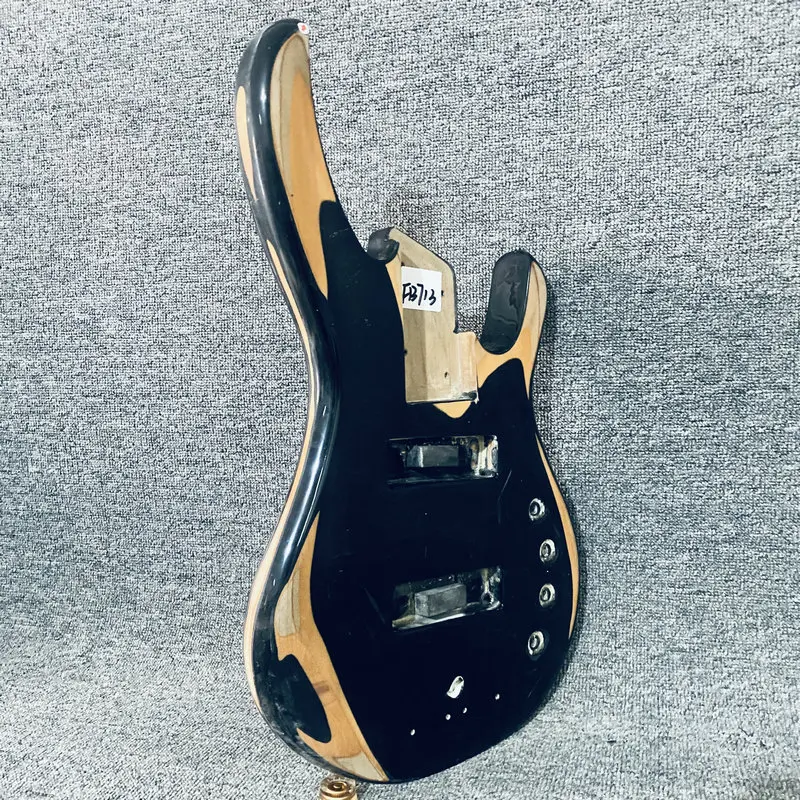 FB713 Black Color Paints Problems Active Pickups Electric Bass Unfinished Bass Body 5 or 6 Strings for Replace and DIY Damaged