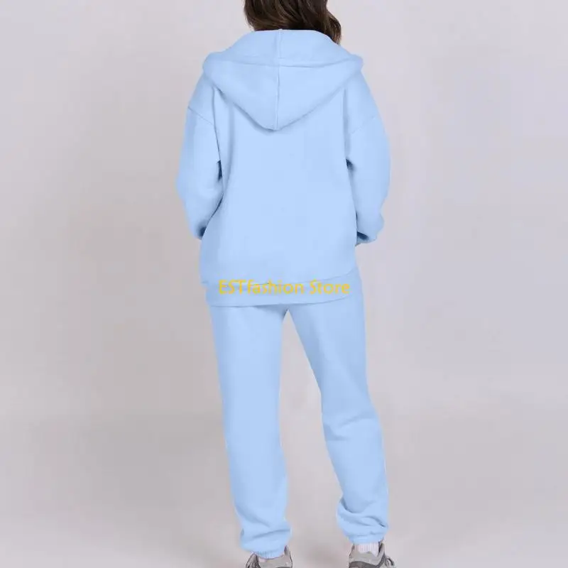 Y5GC Loose Hooded And Jogger Pants Set For Women Long Sleeve Tops and Trousers For Gym Training Or Errands