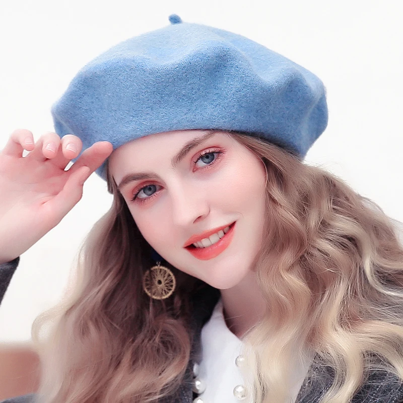 Wool Beret Hats Women Winter French Hat Girls Solid Color Fashion Autumn Winter Beret Hat For Women Warm Felt Street Berets