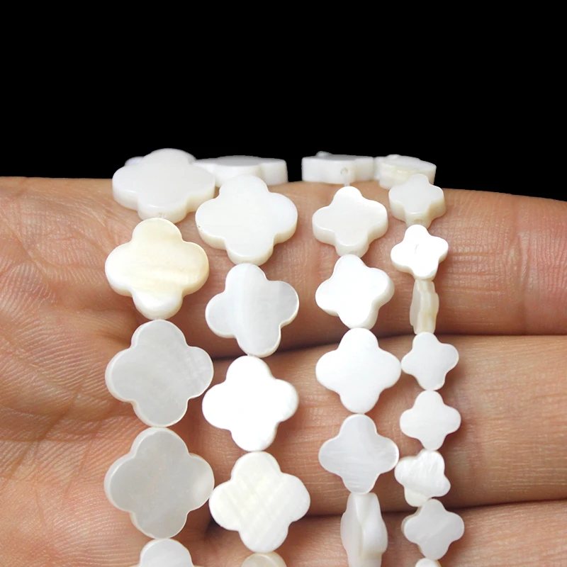 Natural Shell Beads White Mother Of Pearl Shell Clover Shape Beads 6 8 10 12 14mm Beads For Diy Bracelet Necklace Jewelry Making